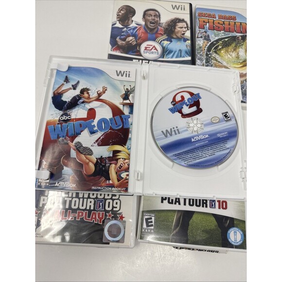8x Wii Games Sports LOT - Tiger Woods Golf, Soccer, Tennis, Wipeout, Fish TESTED - Picture 8 of 12